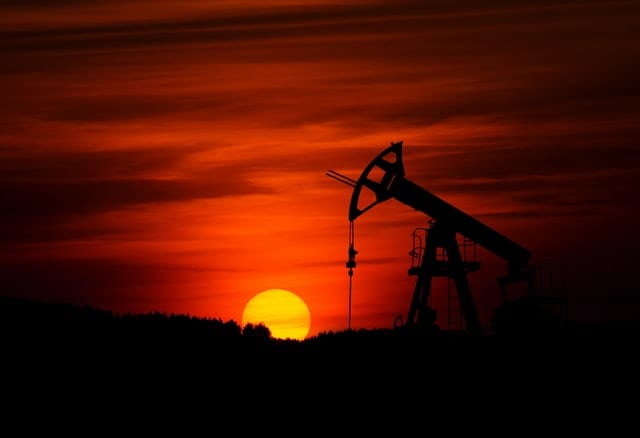 oil field at sunset